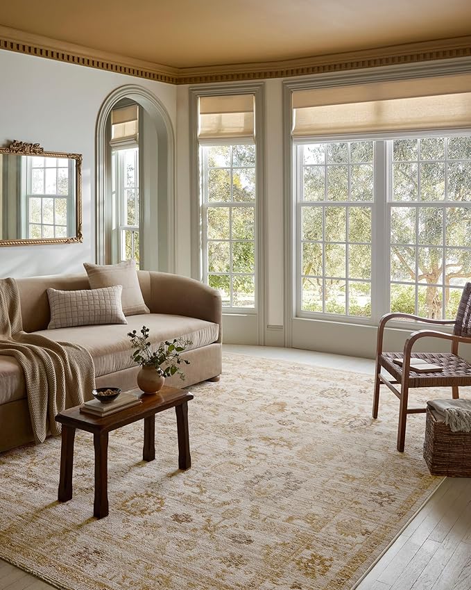 Loloi Magnolia Home by Joanna Gaines Pace Collection PAC-02 Natural/Gold 9'-6" x 12'-3" Area Rug