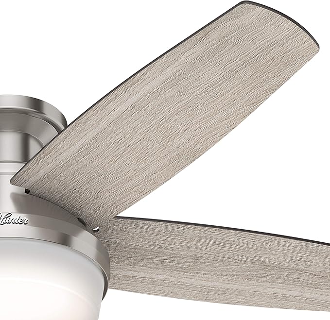 Hunter Fan 48 inch Low Profile Brushed Nickel Ceiling Fan with LED Light Kit and Remote Control (Renewed)