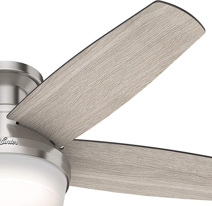 Hunter Fan 48 inch Low Profile Brushed Nickel Ceiling Fan with LED Light Kit and Remote Control (Renewed)