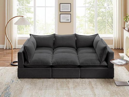 VANOMi Modular Sectional Sofa, 6 Seater Sleeper Sectional Sofa Modular Sectional Couch for Living Room, Sofa Bed-M