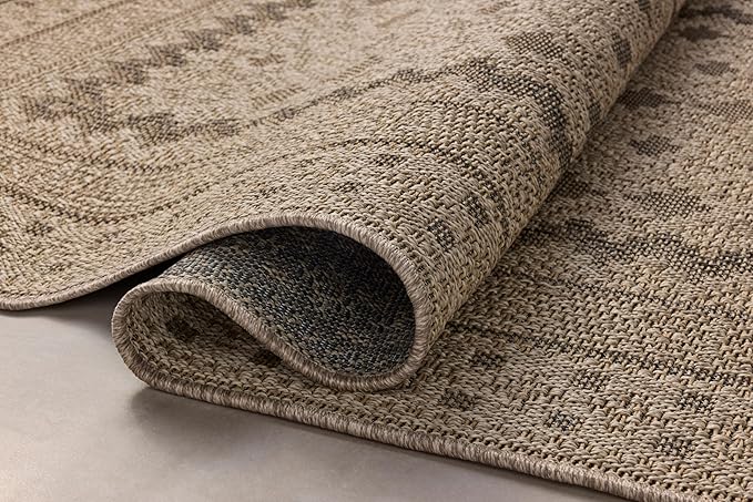 Loloi Chris Loves Julia Providence Collection PRC-06 Charcoal/Dove 2'-3" x 7'-7", .12" Pile Height, Indoor/Outdoor Runner Rug