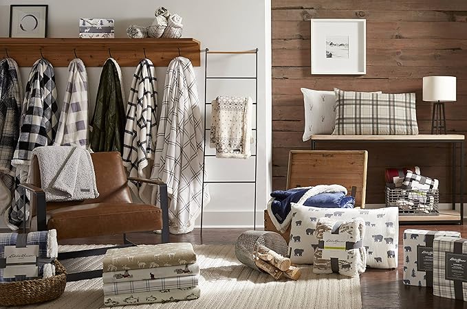Eddie Bauer - Flannel Sheets King Size, Anti-Pilling & Wrinkle Resistant Cotton, Touchably Soft for All-Season Comfort - Bed Sheets with Matching Pillowcases & Fitted Sheet (Retriever Adventure Ivory)