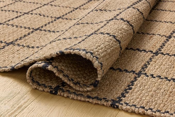 Loloi Chris Loves Julia Fletcher Collection FLE-01 Natural/Black 5'-0" x 7'-6", .37" Pile Height, Area Rug