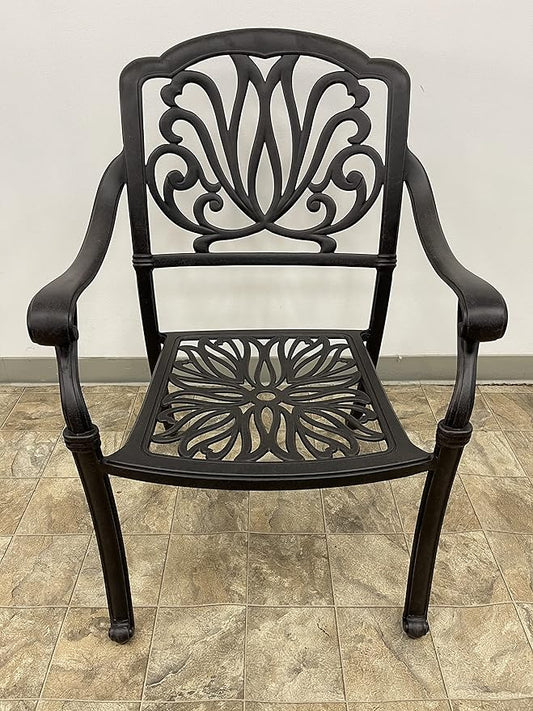 Elizabeth Outdoor Cast Aluminum Patio 9 pcs Dining Set with 64" Square Table and 8 Stationary Chairs Antique Bronze (Olefin Walnut Cushion)