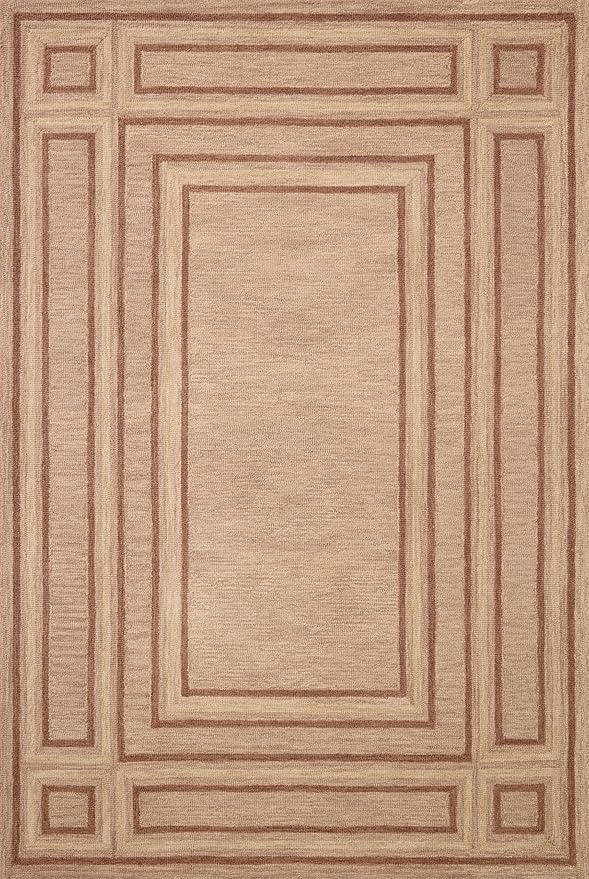 Loloi Chris Loves Julia Alfie Collection ALF-01 Blush/Rose 7'-9" x 9'-9" Area Rug Wool Neutral Living Bedroom Dining Carpet