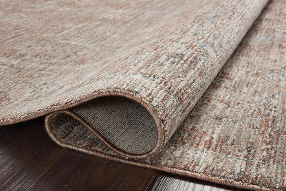 Loloi Magnolia Home by Joanna Gaines Millie Collection MIE-04 Brick/Fog 7'-10" x 7'-10", .25" Pile Height, Round Area Rug