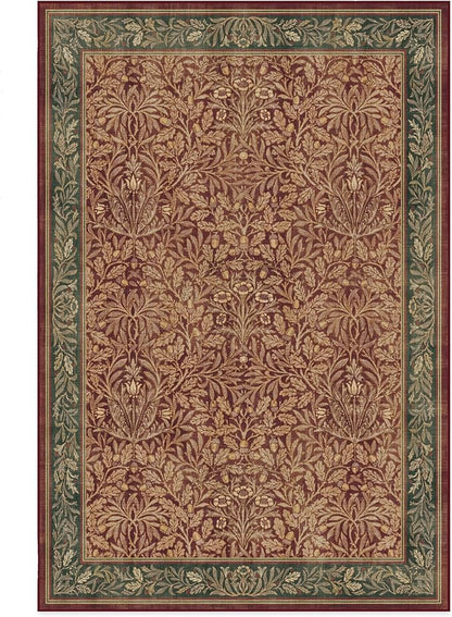 RUGGABLE x Morris & Co Machine Washable Christmas Area Rug – Acorn Amber Red 6x9, Stain-Resistant, Non-Slip – Medium Rugs for Living Room, Bedroom, Hallway, Entryway & Office–with Cushioned Pad