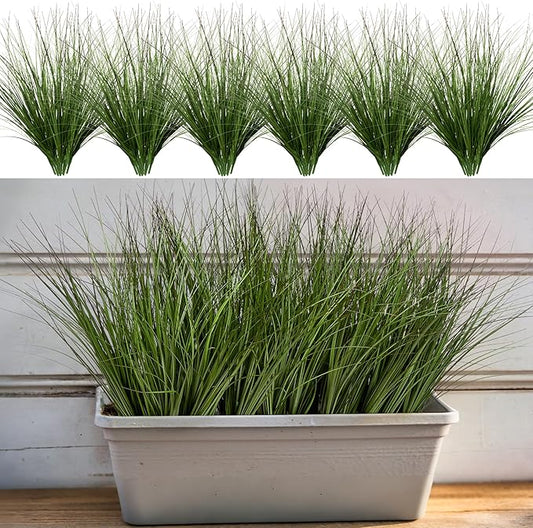 48PCS 17.3" Fake Plants Artificial Wheat Grass Greenery Plastic Plants Fake Grass Artificial Plants for Outdoor Decor Artificial Plant with Greenery Stems for Indoor Home Decoration