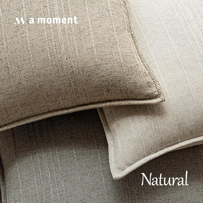 a moment Linen Pillow Covers Set of 2,Boho Farmhouse Throw Pillowcases Neutral Textured Decorative Covers for Couch Sofa Bed, Soft Linen Blend Accent Case Cushion Living Room Home Decor 20"x12"Khaki