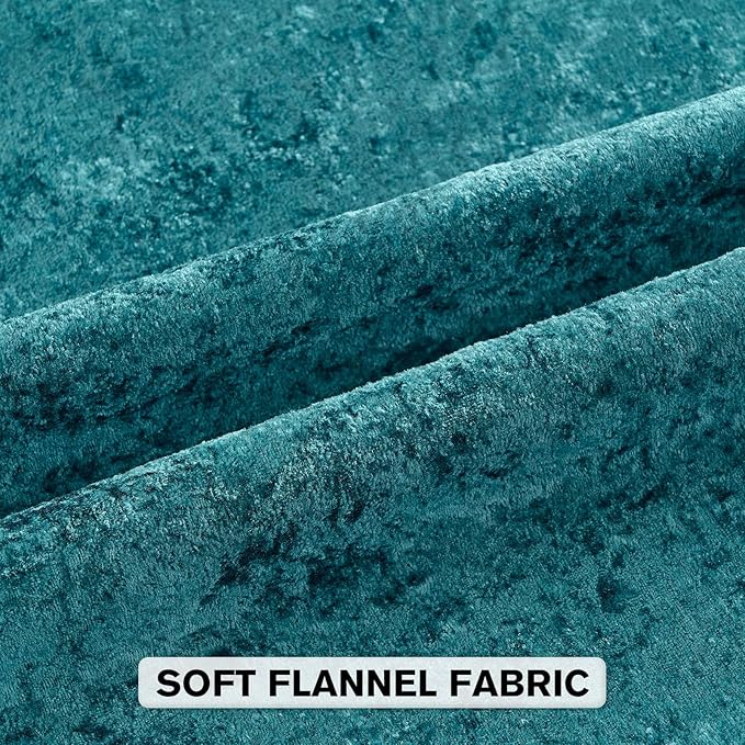 FUTEI Teal Flannel Throw Pillow Covers 24x24 Inch Set of 2,Soft Dimensional Textured European Cushion Cases,Modern Home Decor for Couch Living Room
