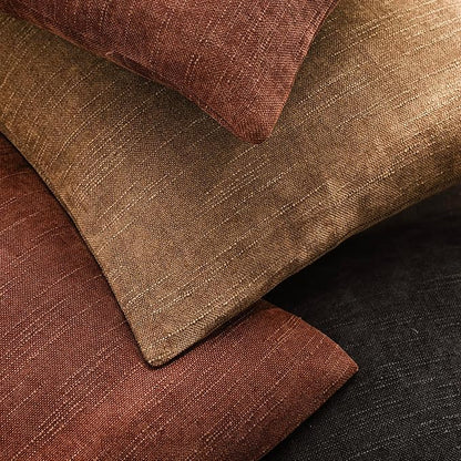 Foindtower Pack of 2 Soft Textured Chenille Throw Decorative Pillow Covers Square Accent Solid Cushion Cover Cozy Neutral Farmhouse Pillow Case for Couch Sofa Bedroom Living Room 20x20 Inch,Red Taupe