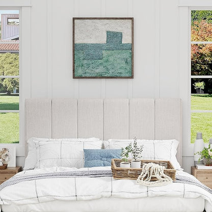 Yongchuang King Headboard Upholstered Headboards for King Size Bed Headboard Panels Adjustable Height Grayish White Linen Head Board