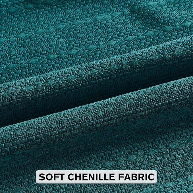 FUTEI Teal Chenille Throw Pillow Covers 18x18 Inch Set of 2,Soft Striped & Diamond Textured Cushion Cases,Modern Home Decor for Couch Living Room