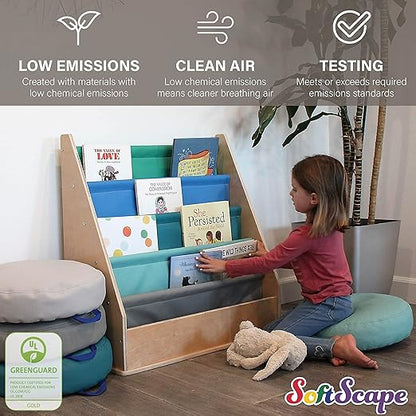 Factory Direct Partners 13745-AS Birch SoftScape Sling Book Display, 4-Shelf Vinyl Storage for Kid"s Books and Magazines for Bedroom, Playroom, Daycare, Preschool or Classroom - Assorted