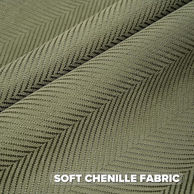 FUTEI Moss Green Chenille Throw Pillow Covers 20x20 Inch Set of 2,Soft Wide Chevron Textured Cushion Case,Farmhouse Home Decor for Couch Bed Living Room