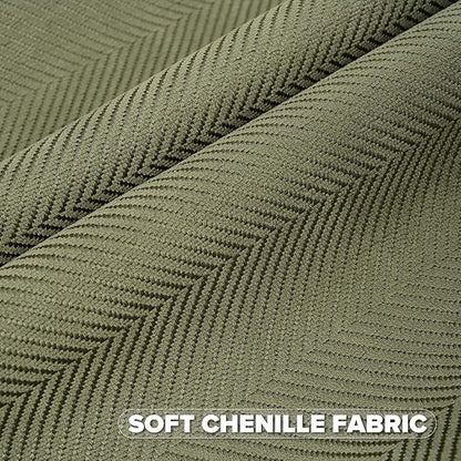 FUTEI Moss Green Chenille Throw Pillow Covers 20x20 Inch Set of 2,Soft Wide Chevron Textured Cushion Case,Farmhouse Home Decor for Couch Bed Living Room