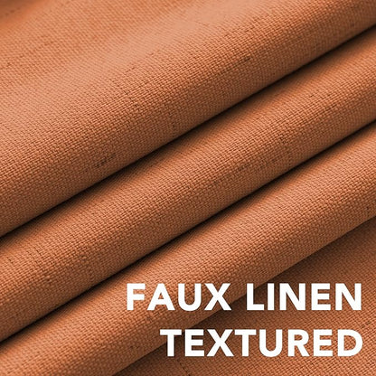 H.VERSAILTEX 100% Blackout Curtains for Bedroom Thermal Insulated Linen Textured Curtains Heat and Full Light Blocking Drapes Living Room Curtains 2 Panel Sets, Orange, 52x63 Inch