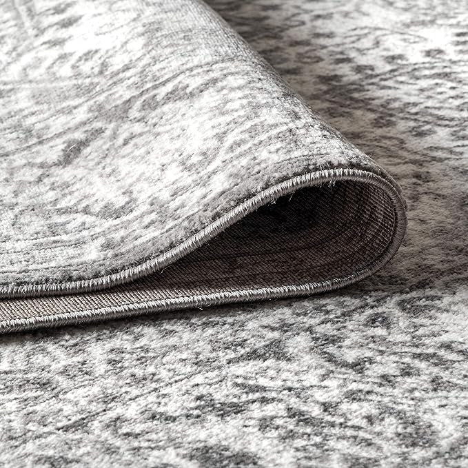 JONATHAN Y Modern Vintage Medallion Light Gray 9x9 Square Indoor Area Rug, Country, Floral, Easy-Cleaning for Living Room, Bedroom, Kitchen, Pet Friendly, Non-Shedding (MDP100A-9SQ)
