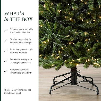 Balsam Hill 4.5ft Pre-Lit Classic Blue Spruce - Artificial Christmas Tree with 886+ Tips, 300 Clear LED Lights, Easy Plug Technology & Premium Stand for Indoor Holiday Decorating
