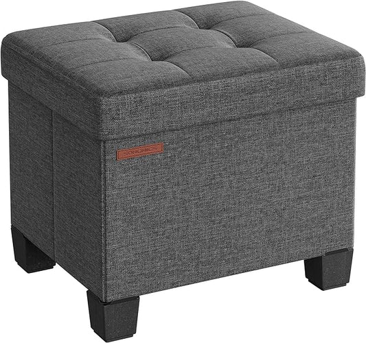 SONGMICS Storage Ottoman, Small Ottoman Foot Rest with Legs, 12.6 x 15.8 x 13.2 Inches Foot Stool, Load up to 660 lb, for Living Room, Bedroom, Dorm, Slate Gray ULSF012G01