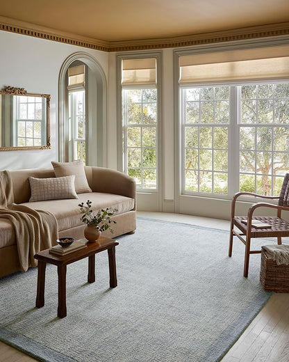 Loloi Magnolia Home by Joanna Gaines Henley Collection HNY-01 Ivory/Blue 7'-9" x 9'-9" Area Rug