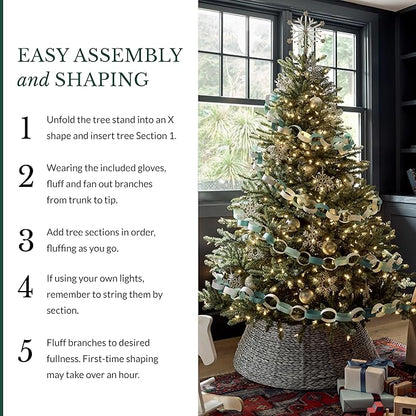 Balsam Hill 9 ft Unlit Classic Blue Spruce - Artificial Christmas Tree with Premium Stand for Indoor Holiday Decorating
