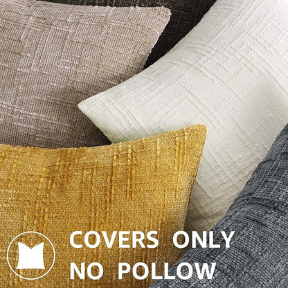 decorUhome Christmas Cream White Chenille Throw Pillow Covers 26x26 Set of 2 Thick Textured Slubby Couch Pillow Covers Farmhouse Accent Modern Neutral Decorative Pillow Cases for Bed Sofa Living Room