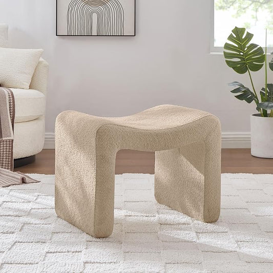 VANOMi Small Footstool Ottoman, Multi-Functional Modern Foot Stool, Sofa Footrest Extra Seating for Living Room, Entryway, Hallways and Bedrooms, Small, Camel