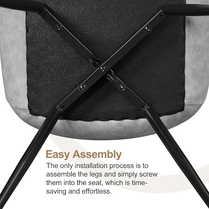 Yaheetech Dining Chairs Set of 2 Modern Upholstered Dining Room Chairs with Faux Leather Seat and Metal Legs for Home, Kitchen, Armless Design, Gray