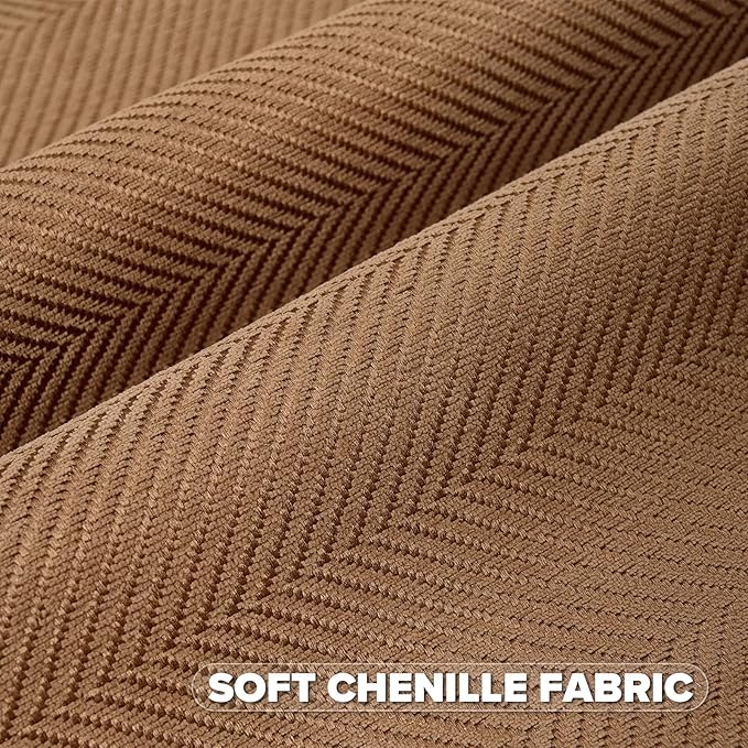 FUTEI Rust Chenille Throw Pillow Covers 12x20 Inch Set of 2,Soft Wide Chevron Textured Lumbar Pillow Cases,Farmhouse Home Decor for Couch Bed Living Room