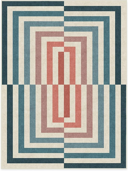 RUGGABLE x Jonathan Adler Washable Modern Area Rug – Op Art Teal 9x12, Stain-Resistant, Non-Slip – Large Machine Washable Rugs for Living Room, Bedroom, Hallway, Entryway & Office–with Cushioned Pad