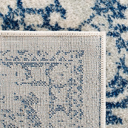 SAFAVIEH Evoke Collection 6'7" x 9' Ivory / Navy EVK256N Oriental Distressed Non-Shedding Living Room Bedroom Dining Home Office Area Rug