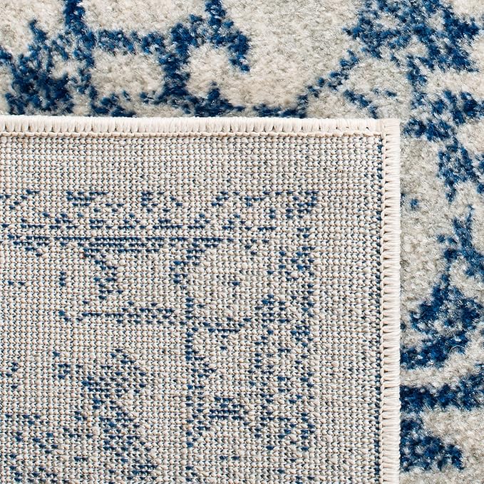 SAFAVIEH Evoke Collection Runner Rug - 2'2" x 7', Ivory & Navy, Distressed Design, Non-Shedding & Easy to Clean, Ideal for Foyer, Bedroom, Kitchen, Hallway (EVK256N)