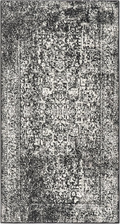SAFAVIEH Evoke Collection 2'2" x 4' Black / Grey EVK256R Oriental Distressed Non-Shedding Living Room Bedroom Accent Rug
