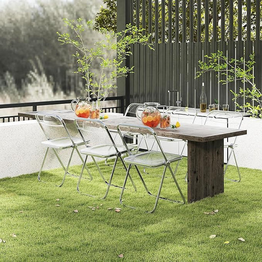 Real Relax Acrylic Folding Chairs,Foldable & Stackable Clear Chairs with Metal Chrome Frame, Indoor and Outdoor, for Home, Office, Party & Events,Set of 4,350LB,Transparent
