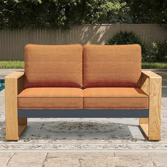LayinSun Aluminum Patio Furniture Set 2 Seat Loveseat, Oversized Seat with Hight Back, Outdoor Conversation Sets for Porch, Balcony, Deck