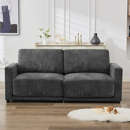 77.4" Chenille Modular Loveseat Oversized Upholstered 2 Seater Sectional Sofa with Thickened Cushions, Easy Assembly, Modern Comfy Love Seat Couch for Living Room, Grey
