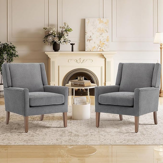Accent Chairs for Living Room, Mid-Century Wooden Fabric Living Room Chairs, Arm Chair, Side Chairs for Living Room, Bedroom, Reading Nook