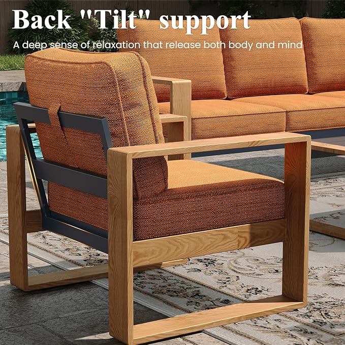 LayinSun Aluminum Patio Furniture Set 3 Seat Sofa, Oversized Seat with Hight Back, Outdoor Conversation Sets for Porch, Balcony, Deck