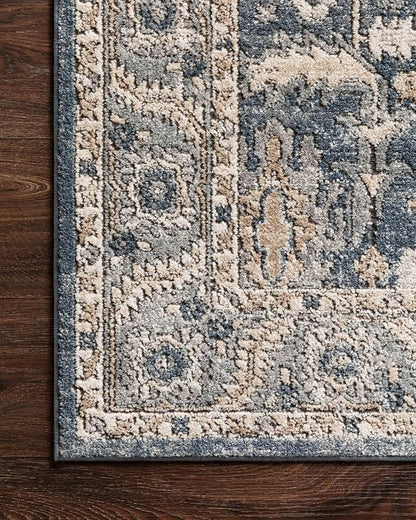 Loloi Teagan Collection TEA-03 Denim/Pebble 9'-9" x 13'-6" Area Rug, Large, Soft Neutral Rug, High-Traffic for Living Room, Bedroom, Home Office, Dining Area