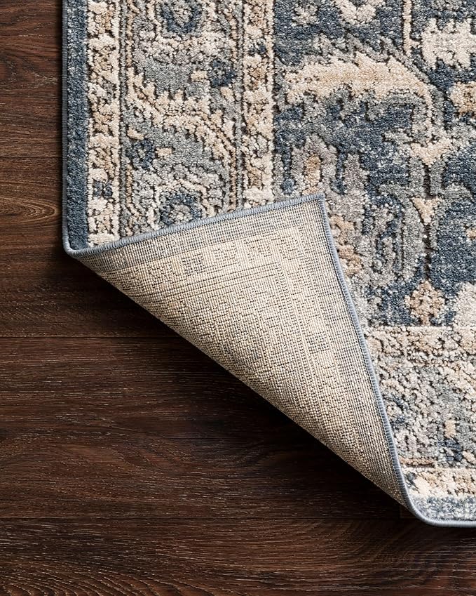 Loloi Teagan Collection TEA-03 Denim/Pebble 2'-8" x 4' Accent Rug, Large, Soft Neutral Rug, High-Traffic for Living Room, Bedroom, Home Office, Dining Area