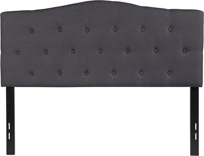 BizChair Tufted Upholstered Full Size Headboard in Dark Gray Fabric