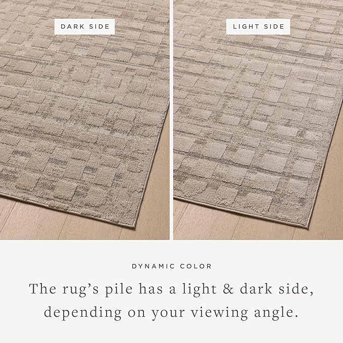 Loloi Amber Lewis Monty Collection MOT-06 Pebble/Beige 5'-3" x 7'-6", .50" Pile Height, Accent Rug