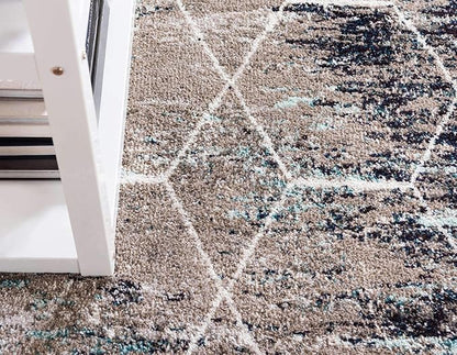 Unique Loom Trellis Frieze Collection Area Rug - Geometric (7' 10" Octagon, Blue Multi/ Ivory)