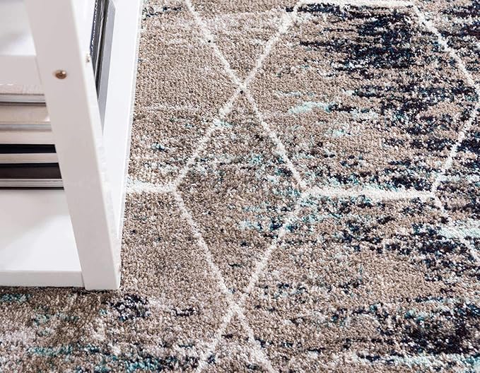 Unique Loom Trellis Frieze Collection Area Rug - Geometric (7' x 10', Blue Multi/ Ivory)