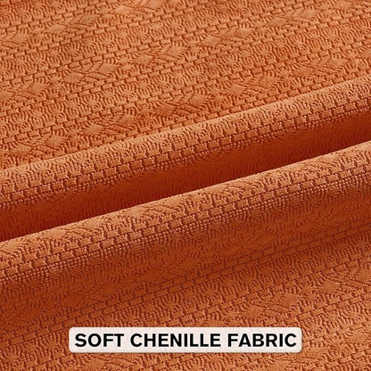 FUTEI Orange Chenille Throw Pillow Covers 20x20 Inch Set of 2,Soft Striped & Diamond Textured Cushion Cases,Modern Home Decor for Couch Living Room
