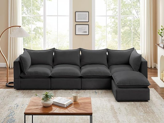 VANOMi Modular Sectional Sofa, 5 Seater Sofa with Reversible Chaise for Living Room, L Shape Sofa