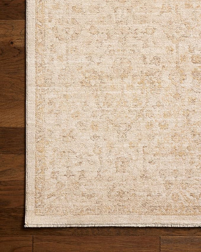 Loloi Chris Loves Julia Palma Collection PLM-01 Ivory/Sand 7'-10" x 10' Fringe Area Rug Vintage Style Boho Living Room Bedroom Carpet