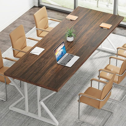 Tribesigns 78.7-Inch Executive Desk, Large Computer Office Desk Workstation, Modern Simple Style Laptop Desk Study Writing Table Business Furniture for Home Office (Rustic Brown/White, 78.7 Inch)