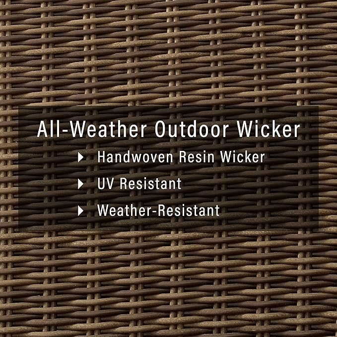 Crosley Furniture Bradenton 3-Piece Outdoor Sofa Patio Furniture Set, Wicker Conversation Sets for Porch, Brown with Gray Cushions